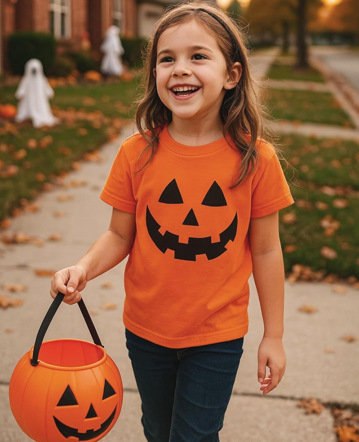 Jack O' Lantern Spooky Pumpkin Face Shirt - Boys, Girls & Toddler Halloween T-Shirt for Kids
