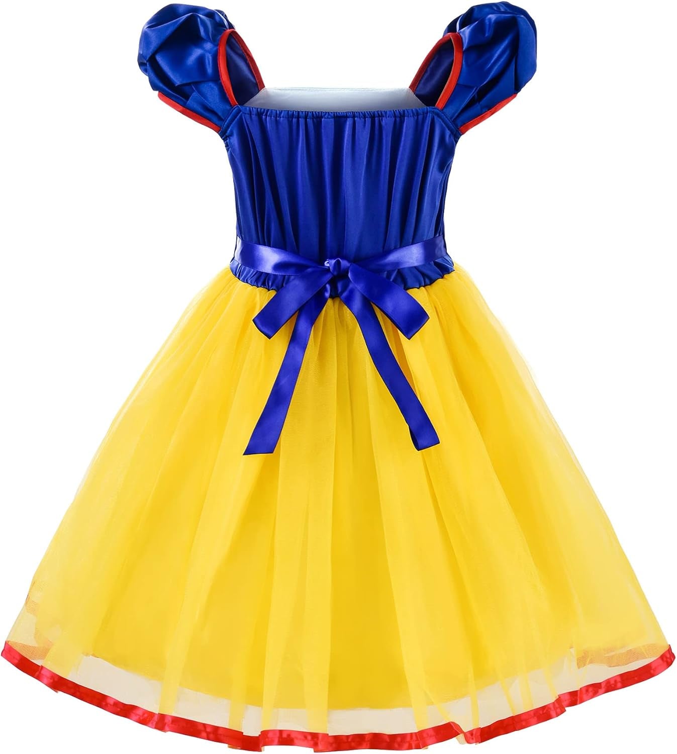 Girls Elastic Waist Backless Princess Dress Costume with Accessories, Yellow,130