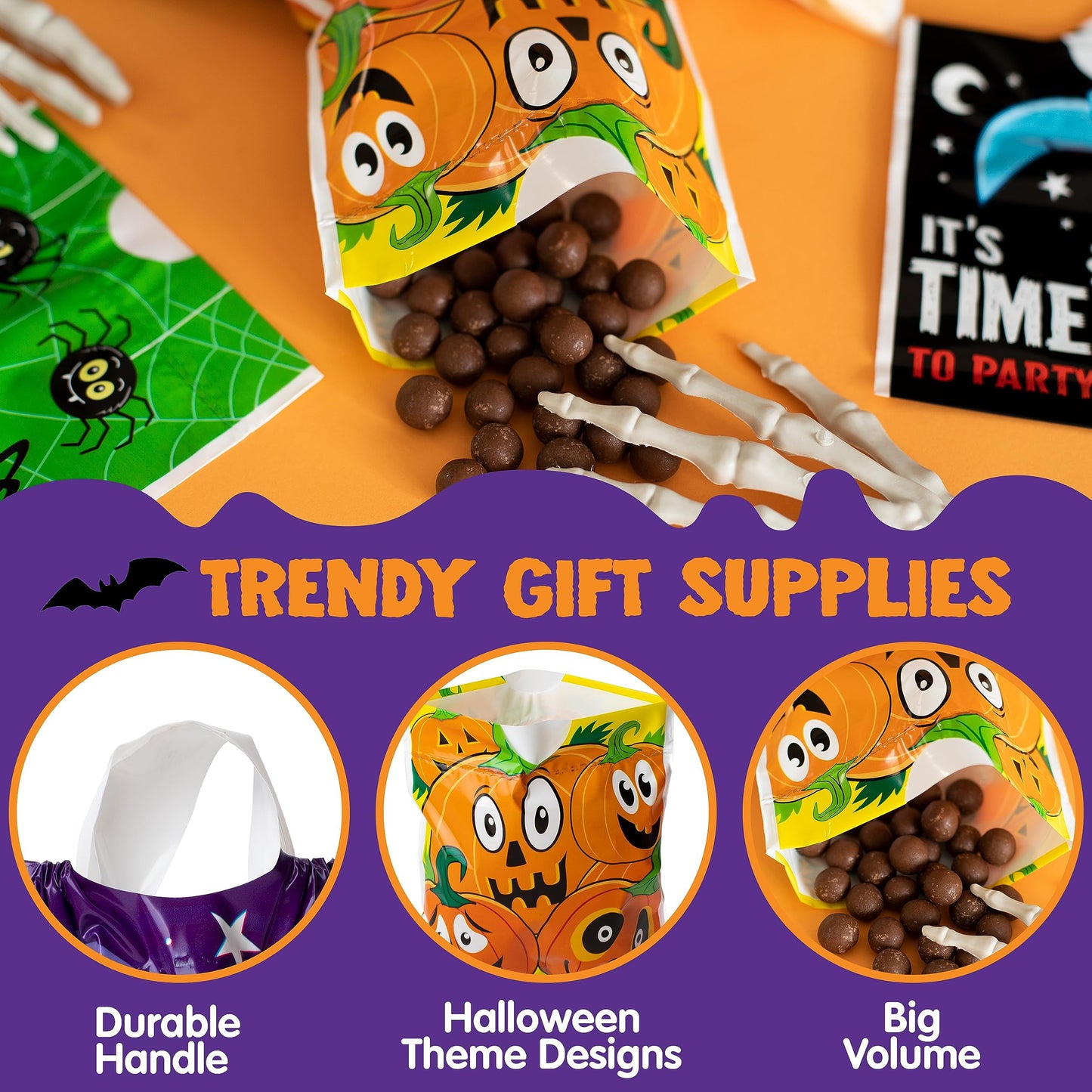 96 Pcs Halloween Treat Bags,Halloween Small Drawstring Candy Bags Goodie Bags Trick or Treat Bags Gift Bags,Classroom Party Favor Supplies