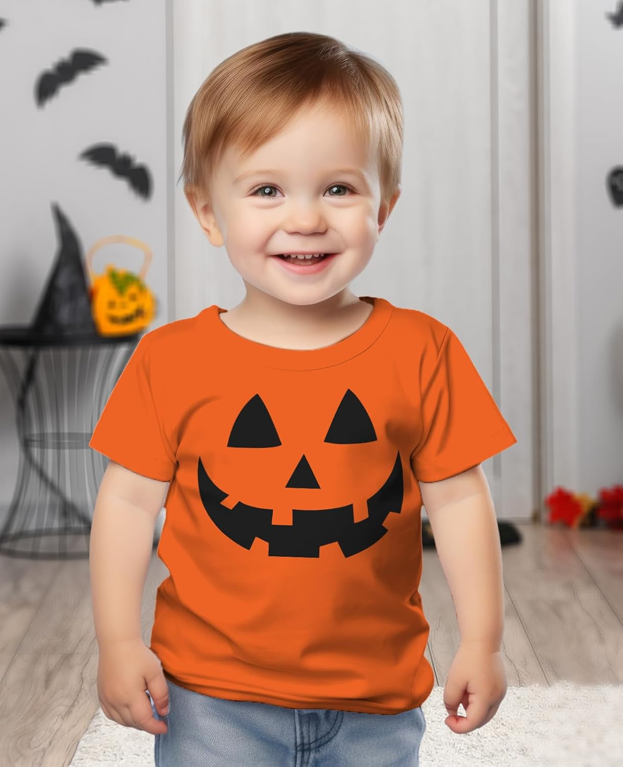 Jack O' Lantern Spooky Pumpkin Face Shirt - Boys, Girls & Toddler Halloween T-Shirt for Kids