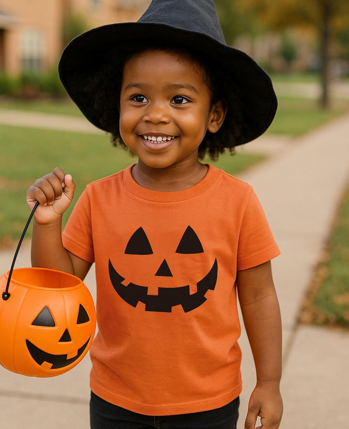 Jack O' Lantern Spooky Pumpkin Face Shirt - Boys, Girls & Toddler Halloween T-Shirt for Kids