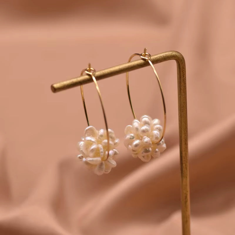 925 Sterling Silver Colorful Tassel Fresh Water Pearl Hoop Earrings Original Design Handmade Womans Luxe Jewelry GE0904