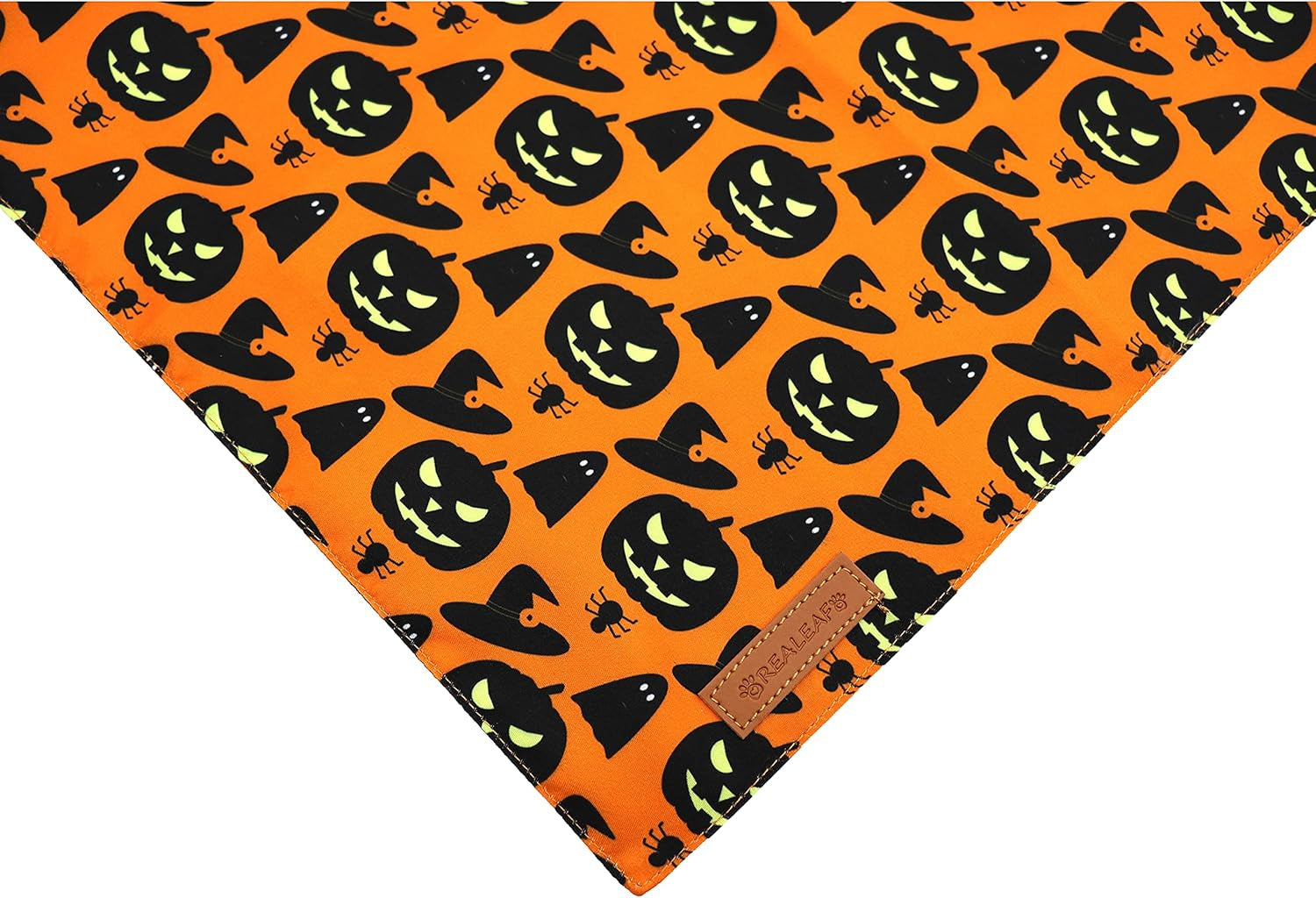 Halloween Dog Bandanas 2 Pack, Pumpkin and Spider Web Bibs, Triangle Reversible Fall Pet Scarf, Premium Durable Fabric, Adjustable Fit (Large)